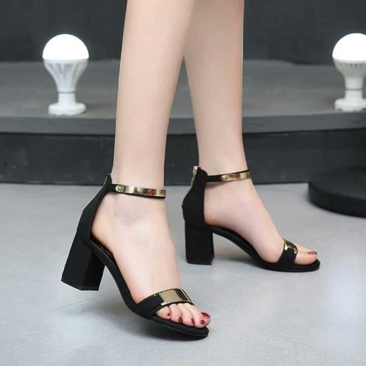 Amazing Black Ankle Strap Block Heel Shoes For Women - (Smile) - Fashion | Women's Footwear | Heel For Women | Shoes For Women |