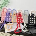 New Sweet Love Knit Handbag Mini Knit Knot Wrist Bag High-capacity Phone Bag Student. 
