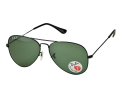 Ray-Ban Sunglasses RB3025 Aviator Classic Black Frame Polarized Green Lens 58mm. 