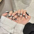 Yihe handmade wearing nails, dark punk style, mart, cute checks, bows, detachable nails, nail art stickers. 