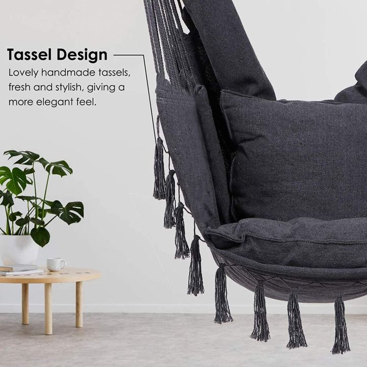 Outdoor%20Indoor%20Hanging%20%20Chair%20Swing%20Jhula%20Camping%20Garden%20Load%20100KG%20With%202%20X%20Seat%20Cushions%20-%20Image%202