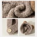Wenefang Cute Winter Warm Kids Girl Boys Baby Hats Fleece Wool Hemming Caps with Ball Solid Wool Ear Protection Hats Soft Newborn Bonnet. 