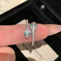 Sale】Twin Ring ~ Green Head Spirit Snake Ring Women's Light Luxury High-class Year of the Snake Ring Tail Women's Pink Finger Ring. 