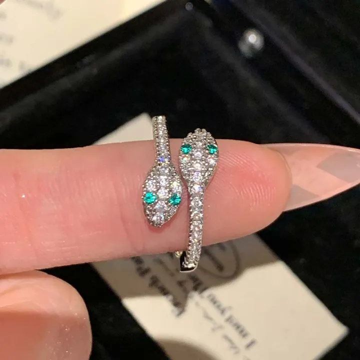 Sale%E3%80%91Twin%20Ring%20~%20Green%20Head%20Spirit%20Snake%20Ring%20Women's%20Light%20Luxury%20High-class%20Year%20of%20the%20Snake%20Ring%20Tail%20Women's%20Pink%20Finger%20Ring%20-%20Image%202