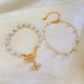 Enacolor Delicate Luxury Zircon Golden Metal Bee Shaped Pearl Bracelet for Women Chain Accessories 2024. 