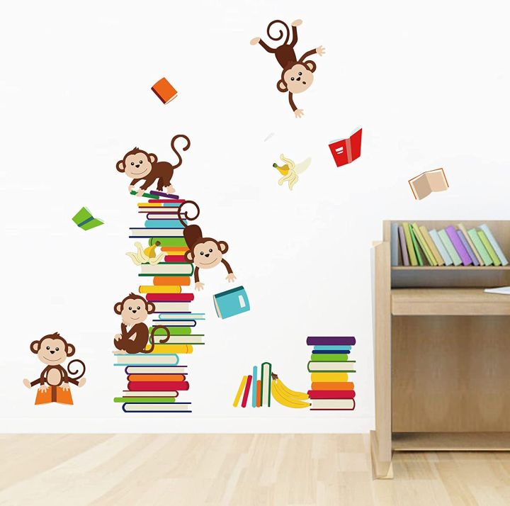 Monkey%20Wall%20Decals%20Animals%20Kids%20Learning%20Wall%20Stickers%20Baby%20Nursery%20Bedroom%20Living%20Room%20Wall%20Decor%20-%20Image%204