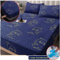 Queen Size Waterproof Fiber Quilted  Mattress Cover With Matching PIllow Cover Set  150cmX 200cm In Feet 5x7Ft. 