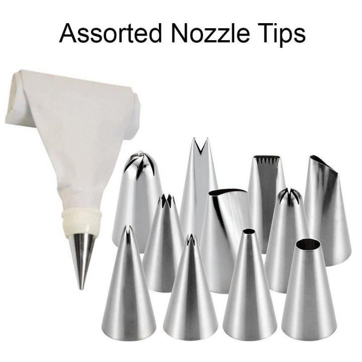 12 Piece Cake Decorating Set Frosting Icing Piping Bags Tips With Steel Nozzles Reusable And Washable Daraz .np