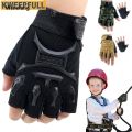Wenefang 1Pair Kids Half Finger Cycling Gloves Non-Slip Fingerless Adjustable Mitten Shock-Absorbing Gloves for Boys Girls Fishing Biking. 