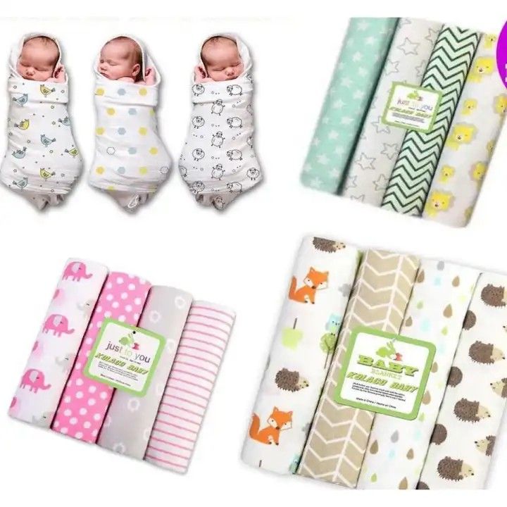 Baby Swaddle Wrapper 4 Pcs 100% Cotton