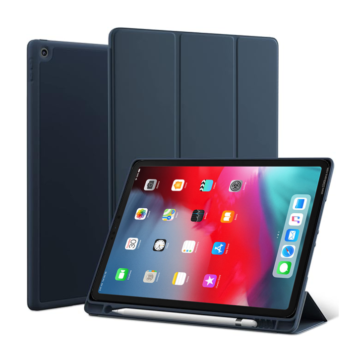 Trifold Apple iPad Pro 12.9 (2018) / iPad Pro 12.9 (2020) / iPad Pro 12.9 (2021) Pencil Holder Leather Cover Case