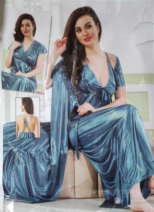 Women%20Satin%20Solid%20Nighty%20Nightwear%20Set%20And%20Wrap%20Gown%20Half%20Sleeve%20Free%20Size%20-%20Fashion%20%7C%20Nightie%20For%20Women%20%7C%20-%20Image%202