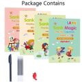 4 Pcs Reusable Magic Practice Copybook For Kids Magic Calligraphy Copybook. 