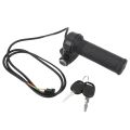 Durable Waterproof Electric Bike Throttle Grip with 2 Keys Twist Handlebar Full Twist Throttle 3-Pin Connector Speed Controller Grip Electric Scooter. 