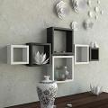 Home Decor Stuff 6 Square Shape Wall Shelf for Home Decor Purpose (Black and White). 