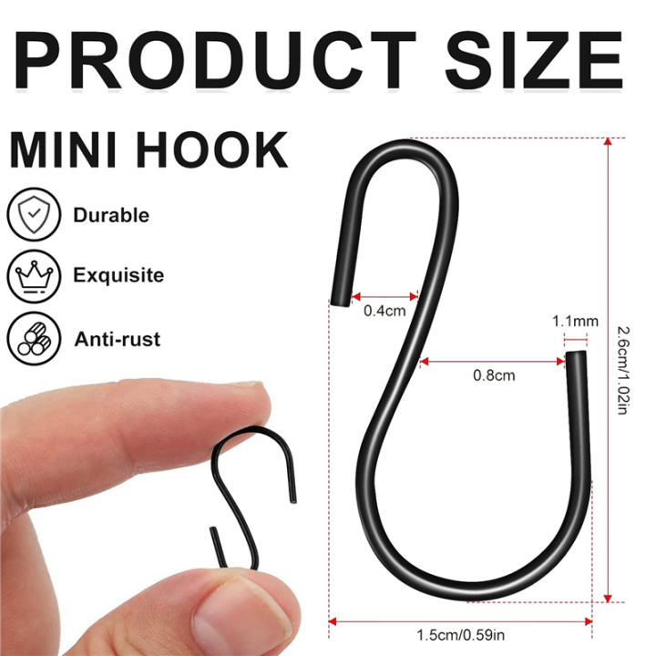 360Pcs%201-Inch%20Mini%20S-Shaped%20Hook,%20S-Shaped%20Hook,%20Small%20S-Shaped%20Hook,%20Metal%20Mini%20Decorative%20Hook,%20for%20Crafts(Black)%20-%20Image%202