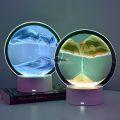 Home decoration bedside hourglass glass art 6LED quicksand lamp painted color table lamp 3D trendy round small lamp. 