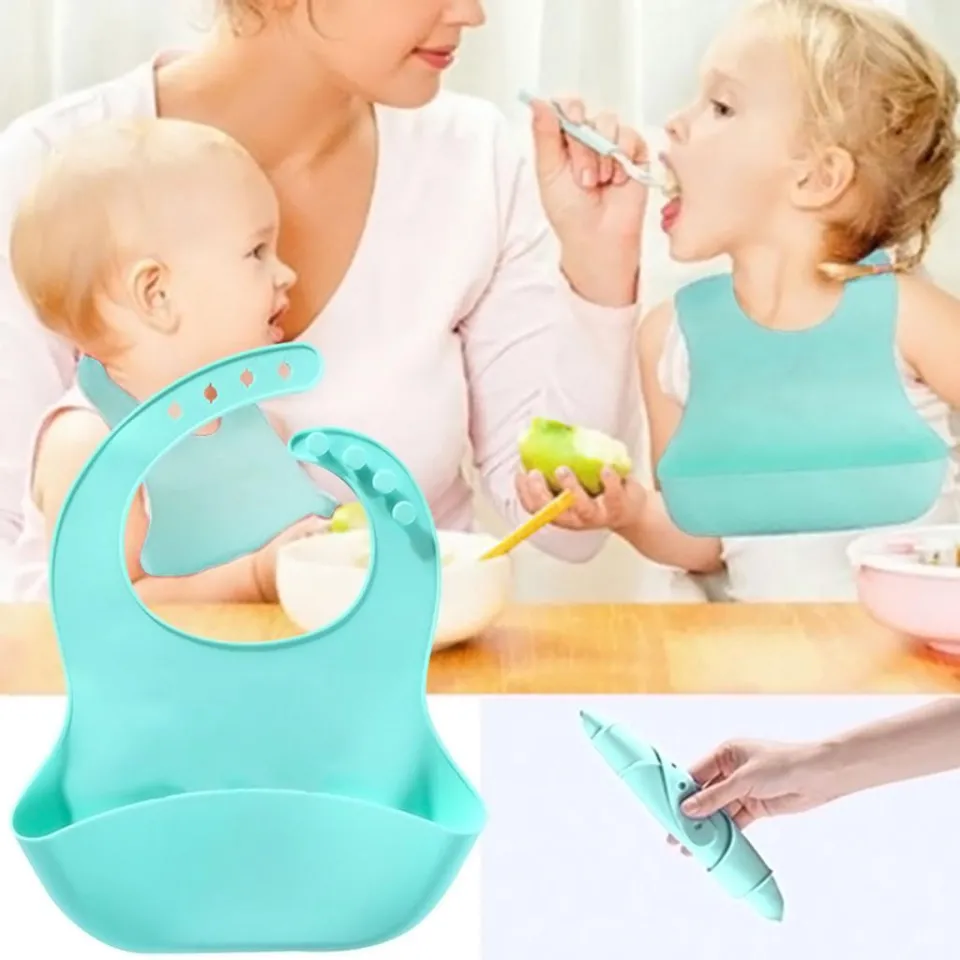 Susaid Lemon Leaves Print Bibs For Babies Toddlers Adjustable Waterproof Free Soft Durable Bibs For Eating With Large Pocket Food Catcher