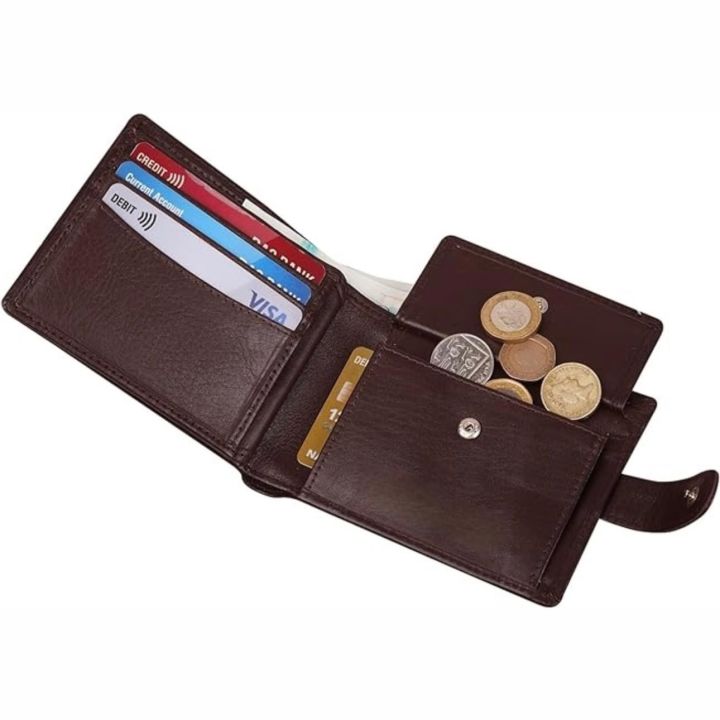 Trendy%20And%20Latest%20Brown/Black%20Leather%20Wallet%20With%20Button%20Closure%20Design%20For%20Men/Premium%20Quality%20Leather%20Wallet%20-%20Image%203