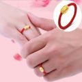Fashion Lucky Gold Transfer Bead Ring Black Red Rope Braided Jewelry Accessories Couple Ring Good Luck Ring. 