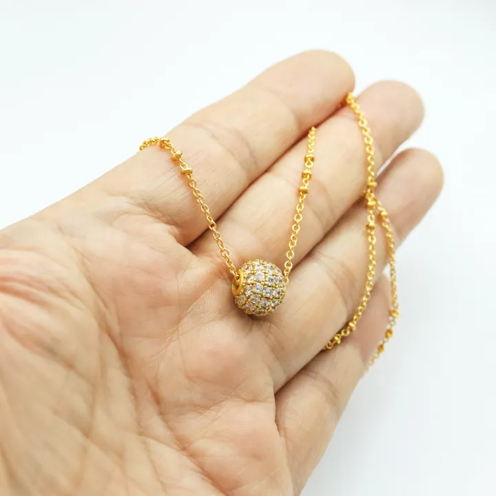 Gold%20Plated%20Panchadhatu%20Chain%20With%20White%20Stone%20Ball%20Locket%20For%20Women%20-%20Image%203