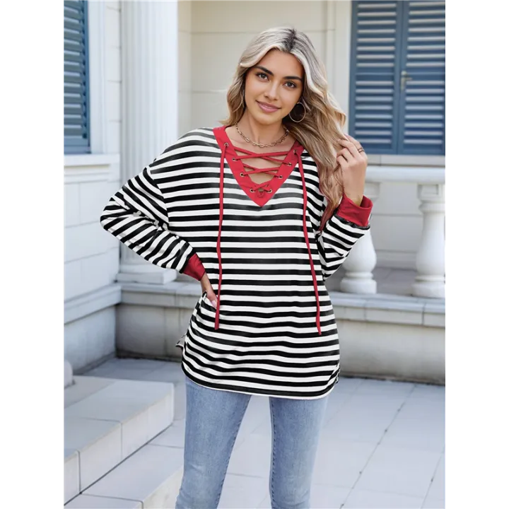 Womens%20Striped%20Oversized%20Sweatshirt%20Color%20Block%20Crew%20Neck%20Long%20Sleeve%20Casual%20Loose%20Pullover%20Top%20Black%20&%20Red%20XL%20-%20Image%207