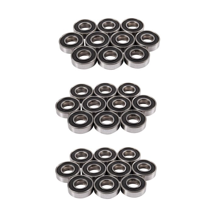 6001RS Deep Groove Ball Bearing 28 x 12 x 8 mm 30 Pieces, Silver & Black
