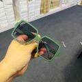 Oversized Square Vintage Korean Green Frame Purple Lens Trendy Sunglasses For Women. 