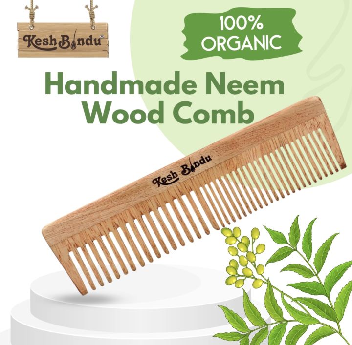 KeshBindu%20Neem%20Wooden%20Comb%20For%20Men%20&%20Women%20Suited%20For%20All%20Hair%20Types%20(Dual%20Tooth%20Comb)%20-%20Image%203