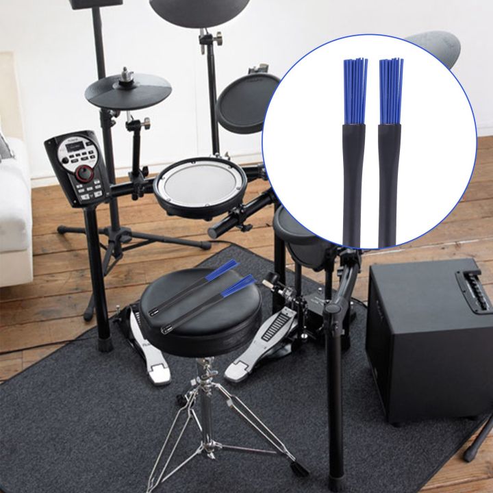 1%20Pair%20Black%20Handles%20Jazz%20Drum%20Brushes%20Sticks%20Blue%20Nylon%2032cm%20-%20Image%208