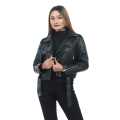 Black Color Leather Front/Side Zipper Belt Design Full Sleeves Jacket For Women. 