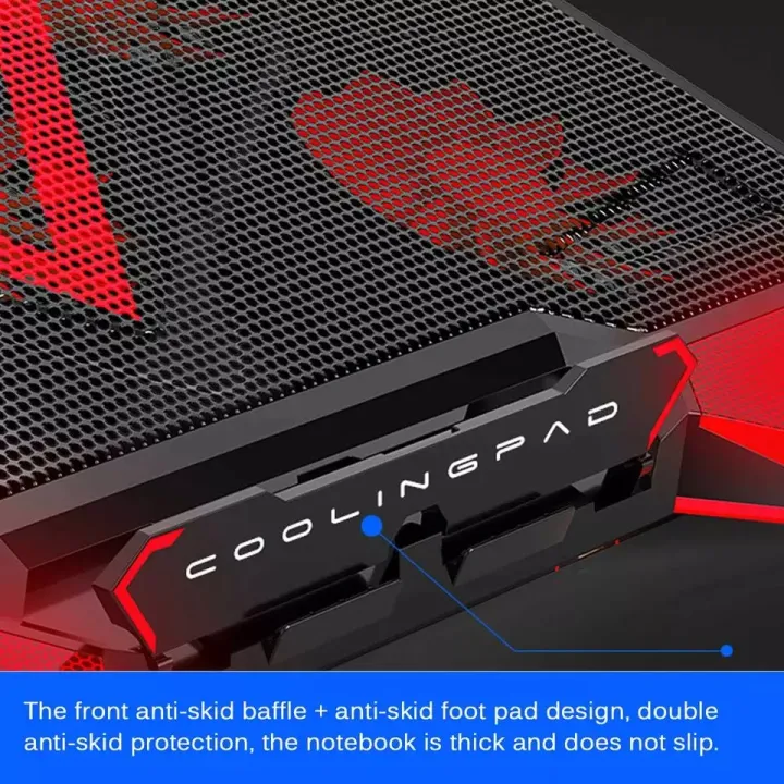 NUOXI%20Ultra%20Professional%205%20Fan%20LED%20Backlit%20Speed%20and%20Height%20Adjustable%20Gaming%20Laptop%20Stand%20Cooling%20Pad%20For%209''%20inch%20to%2018''%20inch%20-%20Image%204