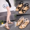 Sandals Women's 2023 Summer New Korean Style Open Toe Beaded Women's Sandals Bohemian Wedge Fish Peep Foreign Trade Casual. 