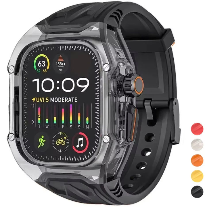 Linman BellezaWe New style Modified SE4540mm Kit Modified 789 for Apple High Quality Watch 45mm 41mm Strap Clear IWatch Series 446 Rubber Strap Module