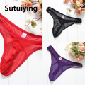 Sutuiying Men's G-Strings Transparent Thong Ultra-thin Mesh Low Waist Seductive Summer Underwear Male Underwear T-shirts. 