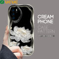 UCUC for OPPO A16 A16S Back Cover White Lotus Flowers Cream Texture Wavy Edge Soft Silicone Phone Case. 