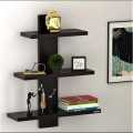Wooden 3 Tier Wall Mount Triple Shelf in Black. 