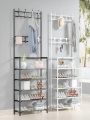 Multifunctional Shoe Rack Organizer Coat & Hat Rack 4 -Tier And 8 Hooks-White. 