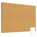 12inch X 12inch Cork Tiles, 6 Pack Cork Boards for Wall with Safe Removable Adhesive Tabs, Large Cork Bulletin Boards. 