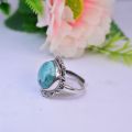 Real Natural Turquoise Pure Silver Ring Handmade For Men Or Women. 