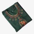 Dark Green Color Kurthi With Bell Design Embroidery. 