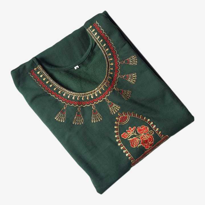 Dark Green Color Kurthi With Bell Design Embroidery