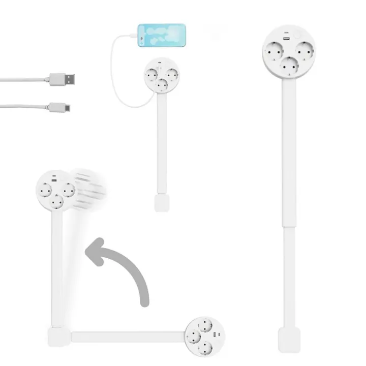 Rotating Socket Expander New 180° Rotating Electrical Outlet Extender USB-A/USB-C No Drill ...