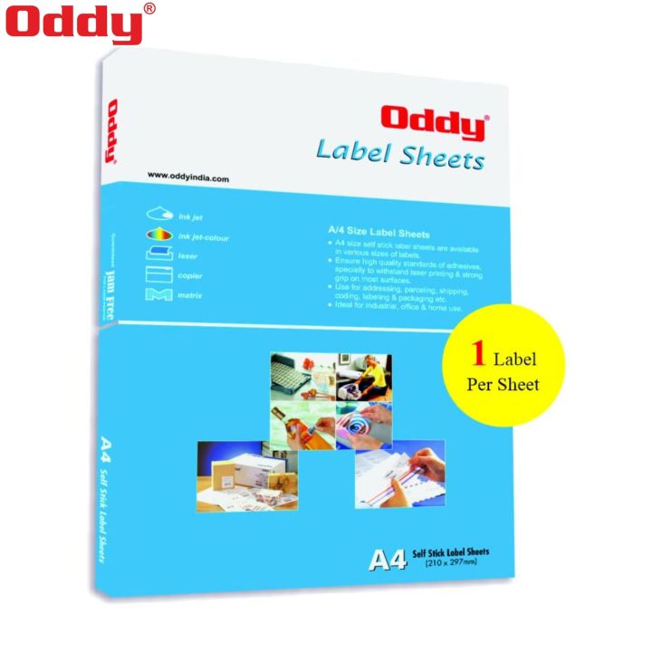 Oddy A4 Self Adhesive Paper Label Stickers for Laser & Inkjet Printers