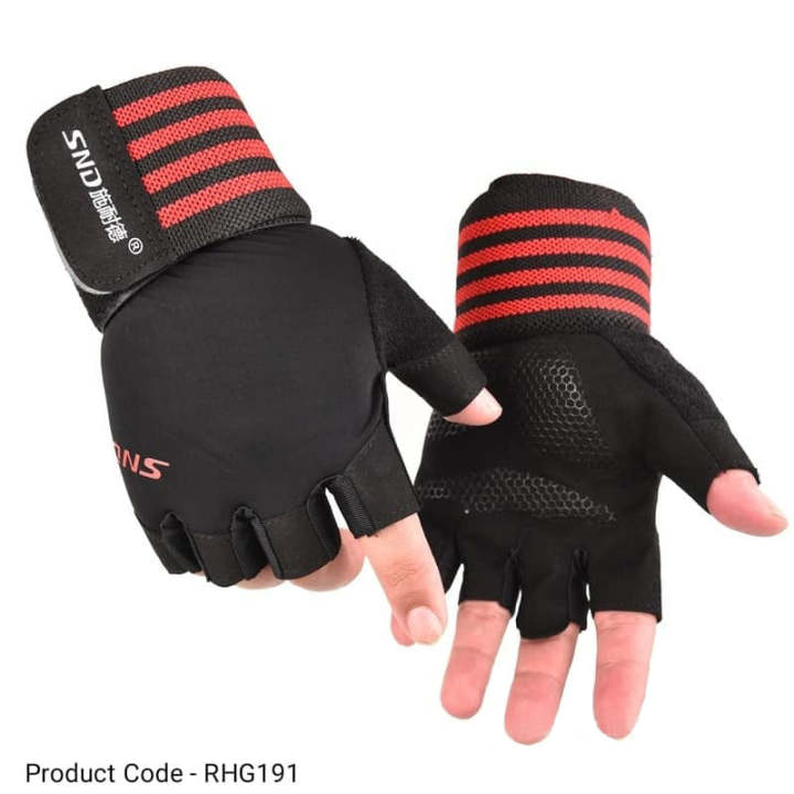 SND Red/Black Gym Gloves With Wrist Support | Comfortable Multipurpose Gym Gloves With Breathable Fabric & Wrist Support