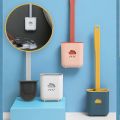 Silicone Toilet Brush,Toilet Bowl Brush and Holder Set with Small Brush,Freestanding/Wall Mounted Toilet Brush. 