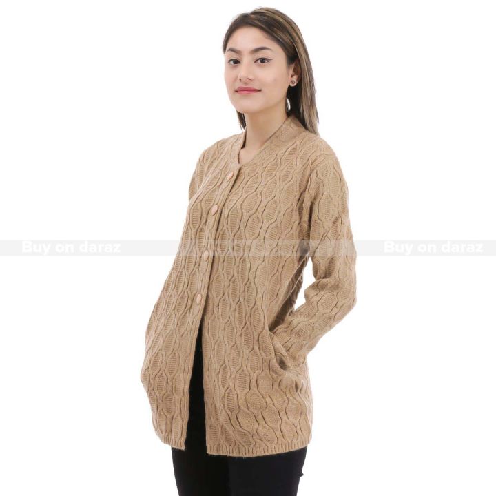 Cable Woolen Cardigan For Women