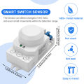 5.8GHz HF System LED Microwave 360 Degree Motion Sensor Light Switch Body Motion Detector,White. 