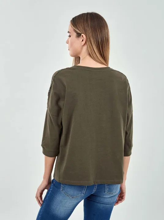 PIAZZAITALIA%20Verde%20Military%20Green%20Lace%20Sweatshirt%20For%20Women%20-%2025072%20-%20Image%203