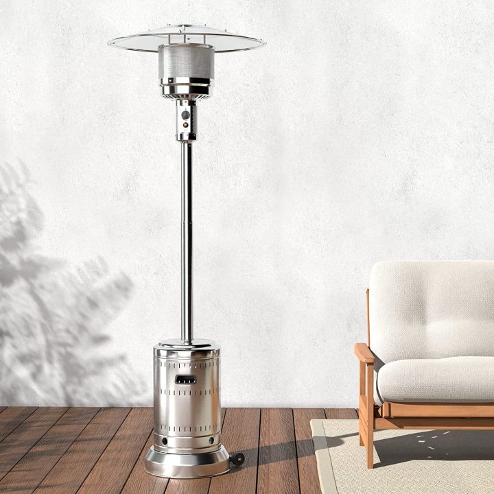 Outdoor Propane Patio Heater With Wheel, Commercial & Residential Stainless Steel(18 X 89)